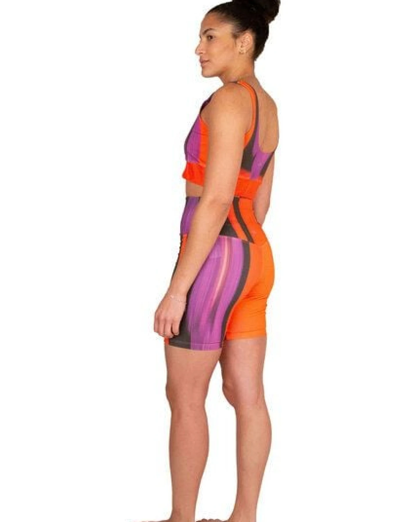 ÆVRIL Damen Kurze Yoga Leggings // Floripa Print // Bio-Baumwolle – Ansicht 4