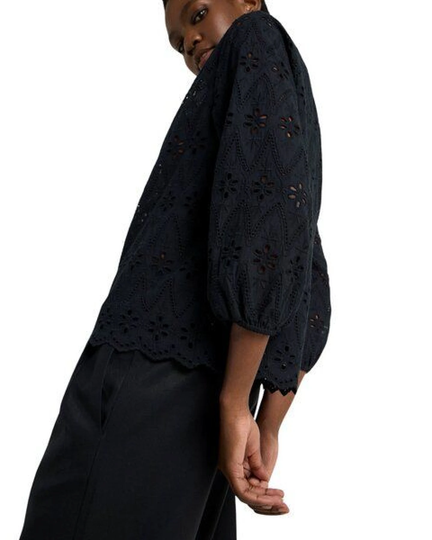 LANIUS Spitzen-Bluse aus Bio-Baumwolle – Ansicht 4