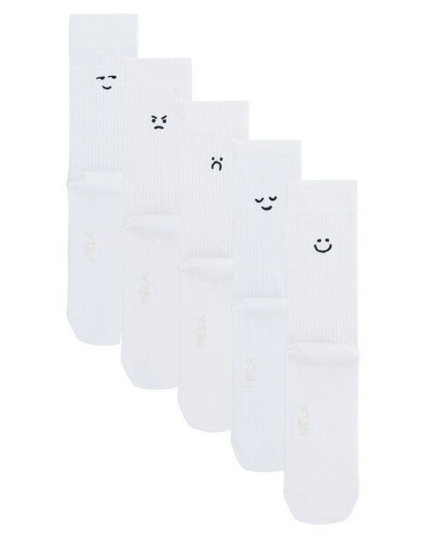 MELA 5 Paar Ripp-Socken mit Stickerei „smiley moods“ – Ansicht 3