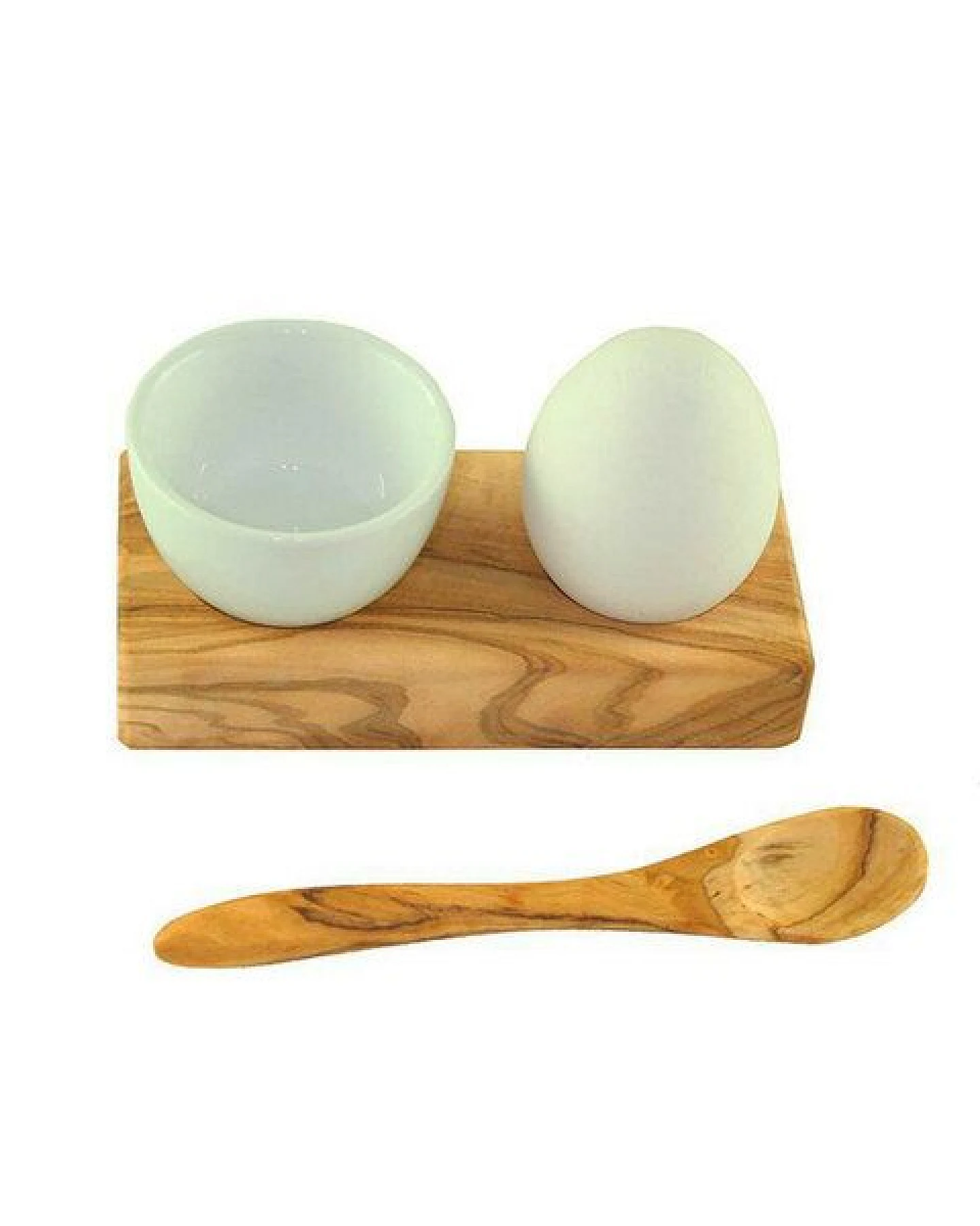 Mitienda Shop Eierhalter mit Eierbecher und Löffel Olivenholz – Ansicht 2