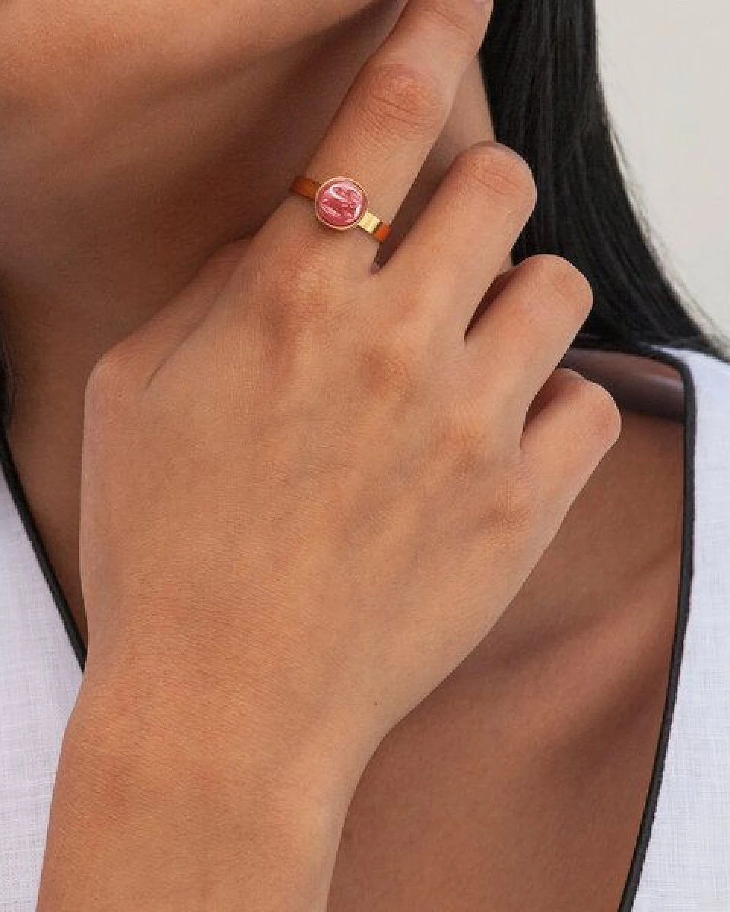 ALEXASCHA Größenverstellbarer Ring mit Stein – Ansicht 2