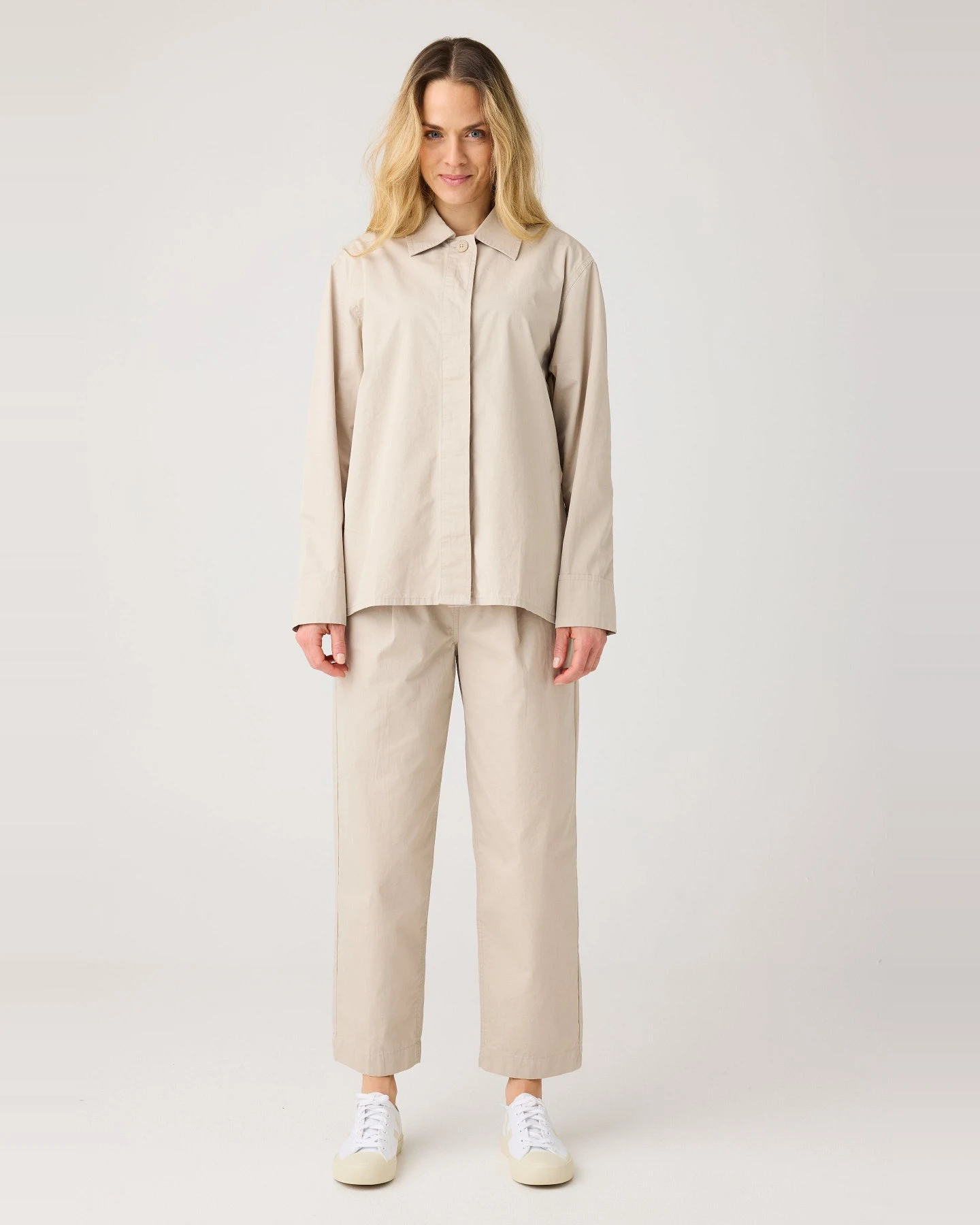 Hose Poplin Pleat Beige – Ansicht 2