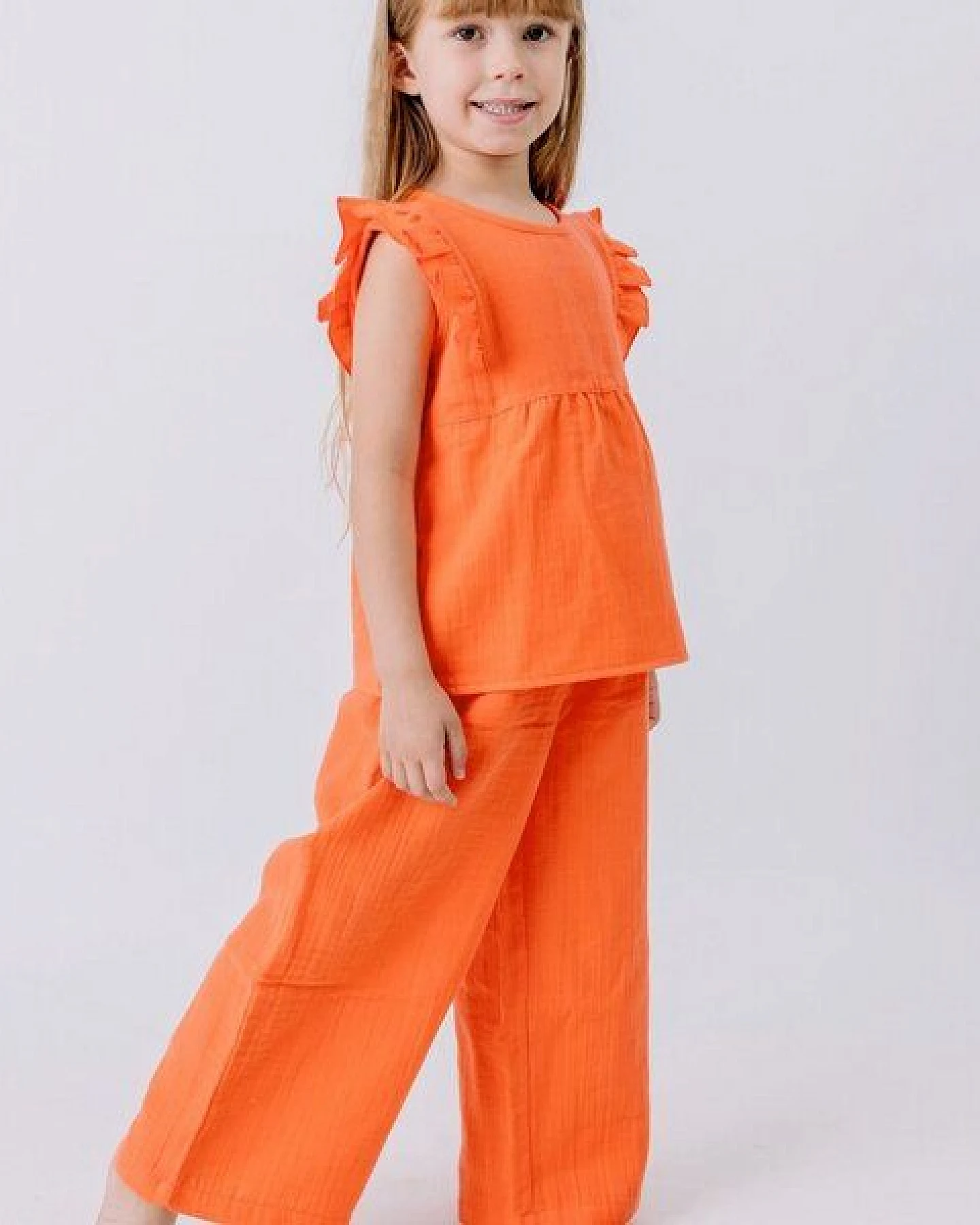 Bluse Koralle uni Musselin Bio-Baumwolle GOTS – Walkiddy – Ansicht 3