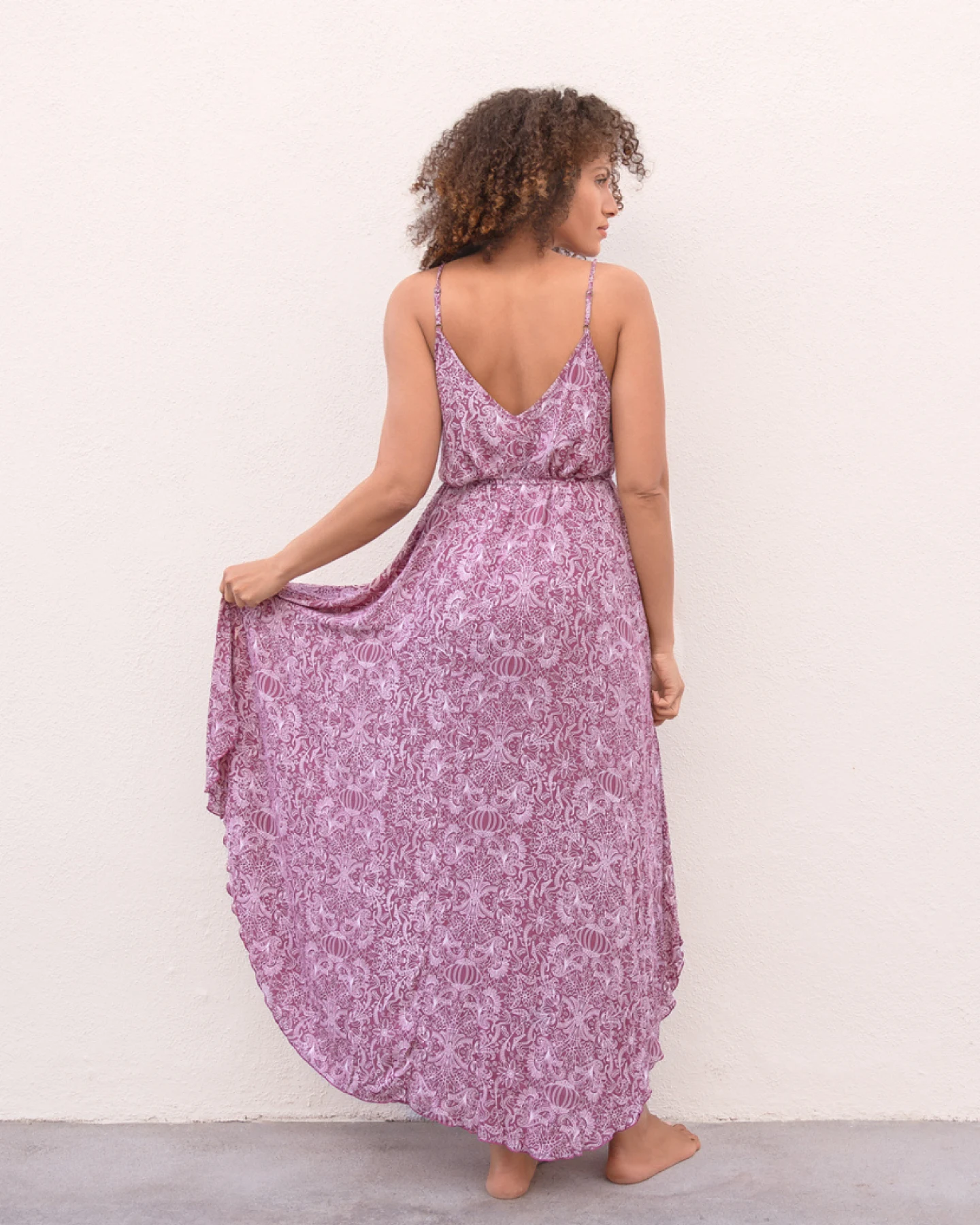 Jaya Organics Maxi-Dress Estelle - Paisley Mauve M/L – Ansicht 2