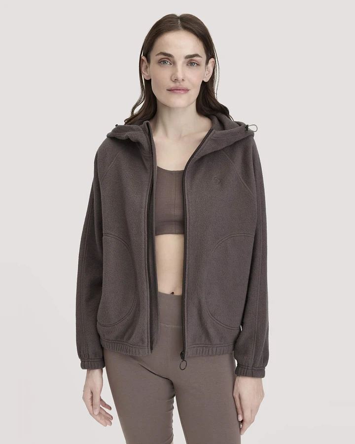 hessnatur Loungewear Softfleece Jacke Oversize ACTIVE COMFORT aus Bio-Baumwolle - lila - Größe L