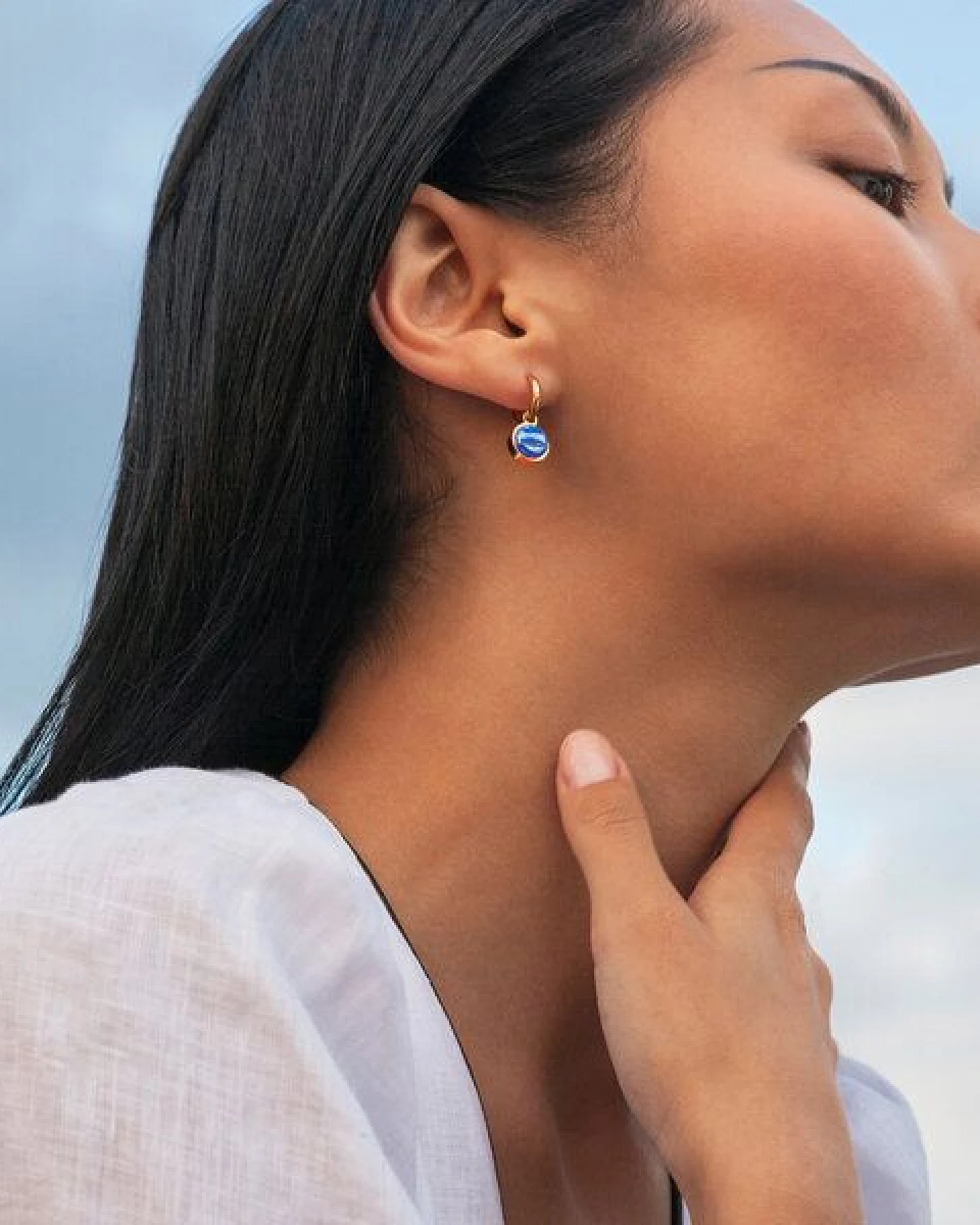 ALEXASCHA Roségold Clip Creolen mit Anhänger – Ansicht 3