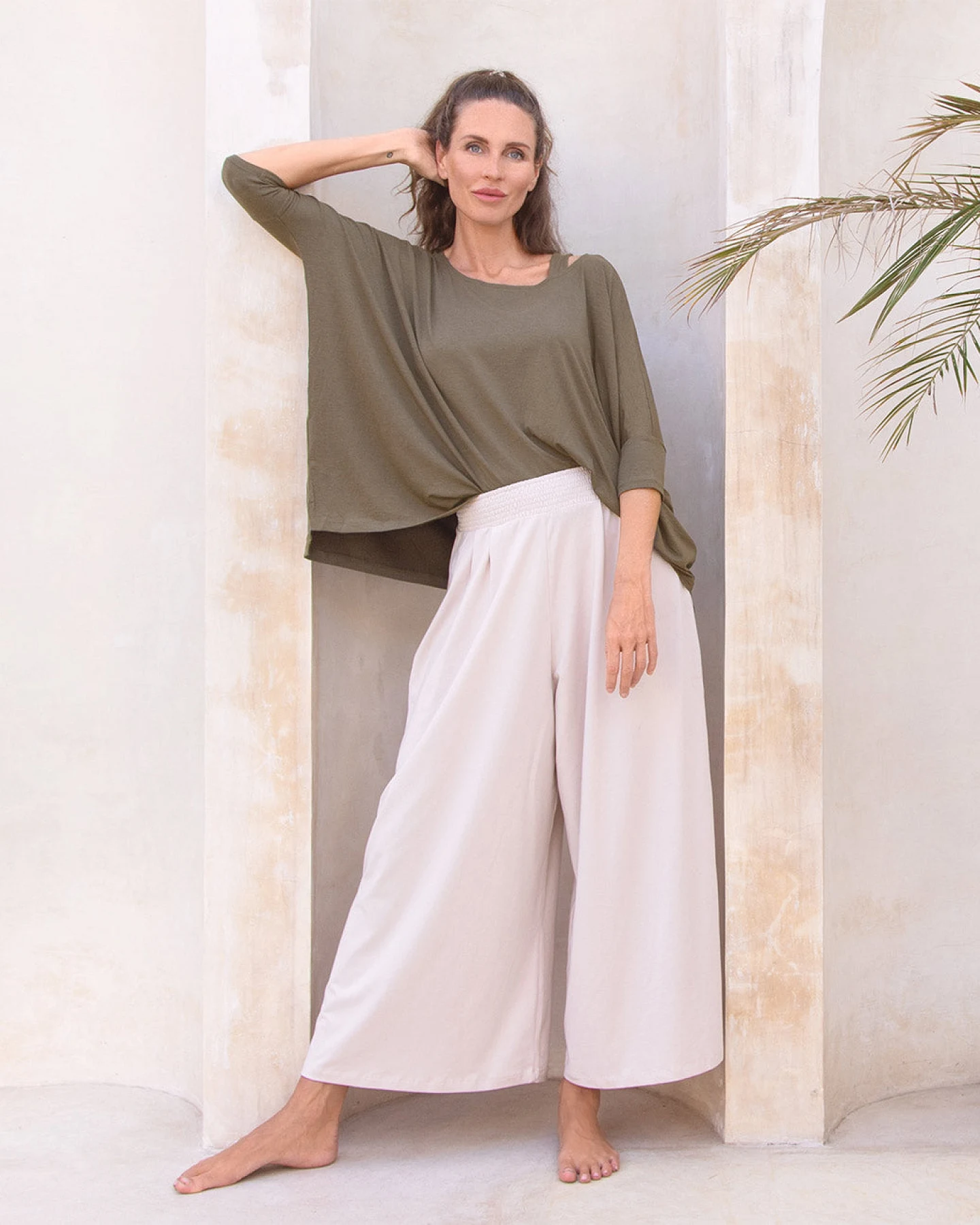 Jaya Organics Yogahose Diana - Creme M – Ansicht 2