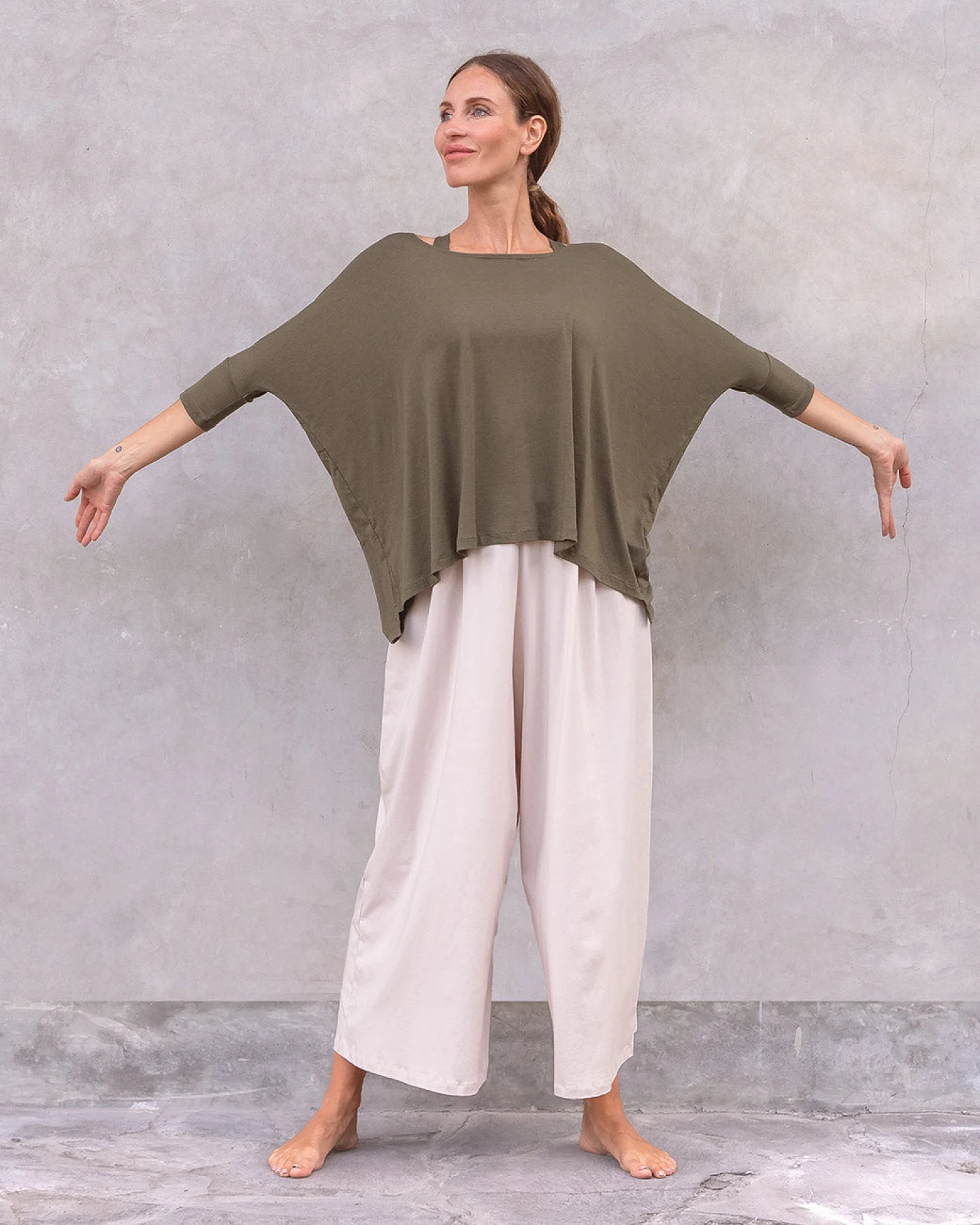 Jaya Organics Yogahose Diana - Creme M – Ansicht 3