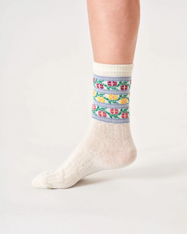Wollsocken Modell: Floral Fair Isle