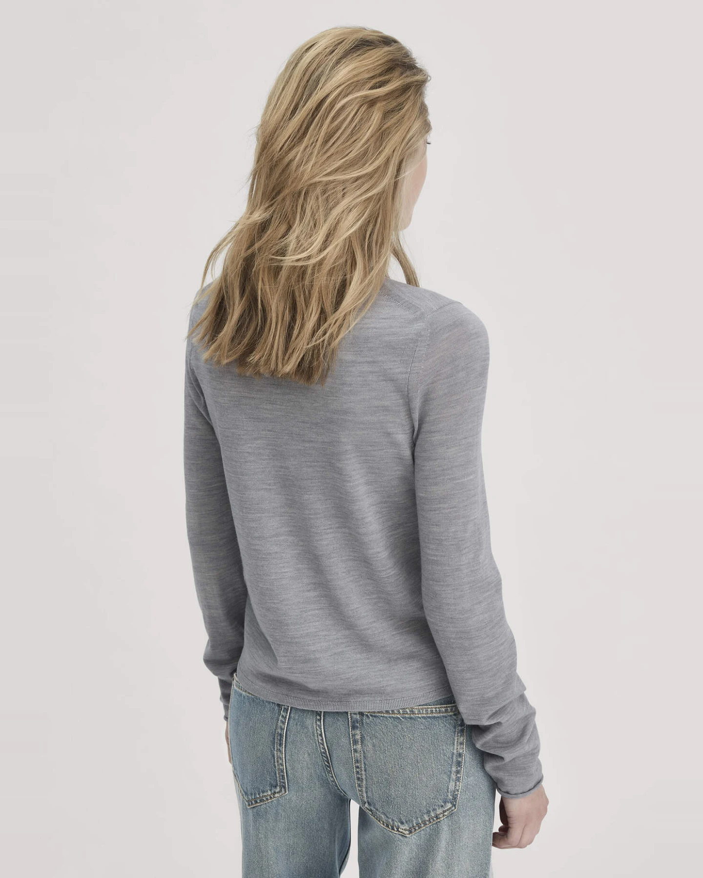 hessnatur Damen Strick Jacke Regular aus Bio-Merinowolle - grau - Größe XL – Ansicht 3