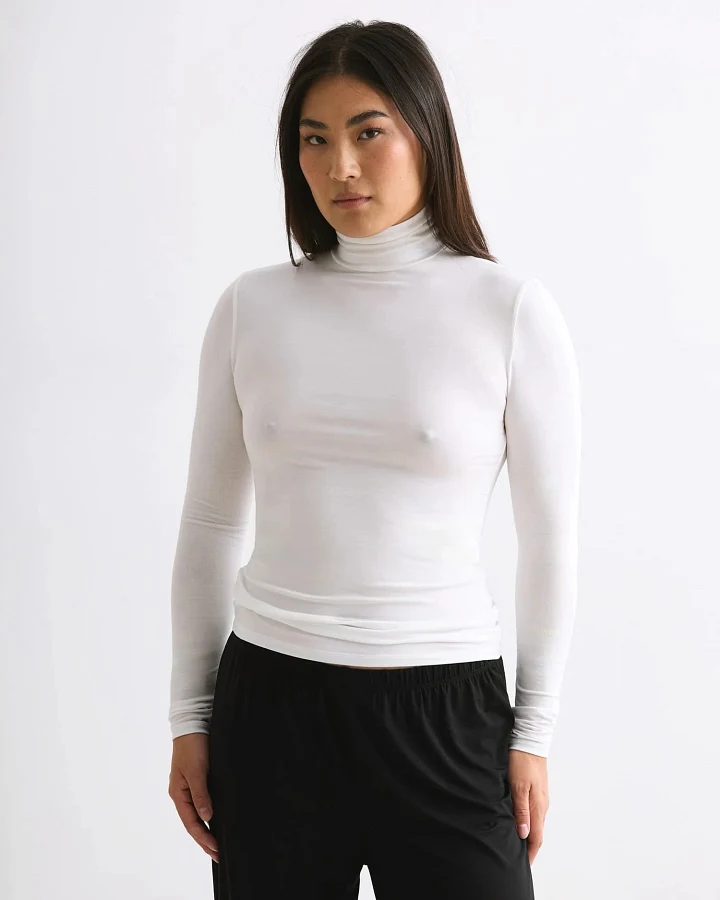 Produktseite: erlich textil Light Touch Rollkragen Langarmshirt im 2er Pack für Frauen aus Lyocell in ecru