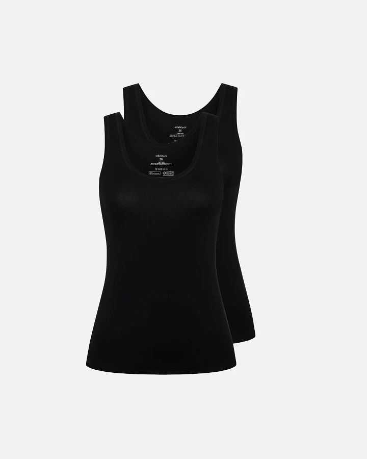 Produktseite: erlich textil Light Touch Tanktop im 2er Pack für Frauen aus Lyocell in schwarz