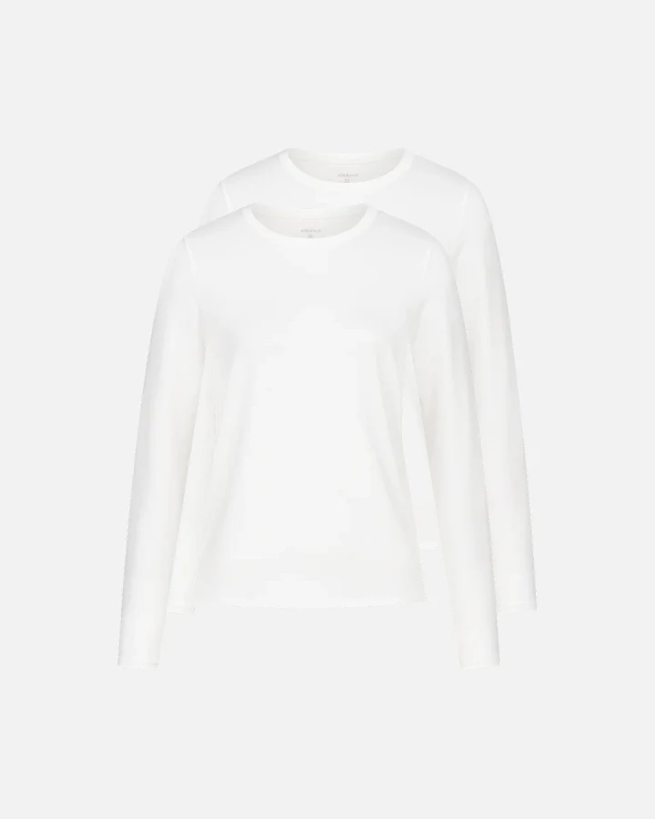erlich textil Light Touch lockeres Langarmshirt im 2er Pack für Frauen aus Lyocell in ecru