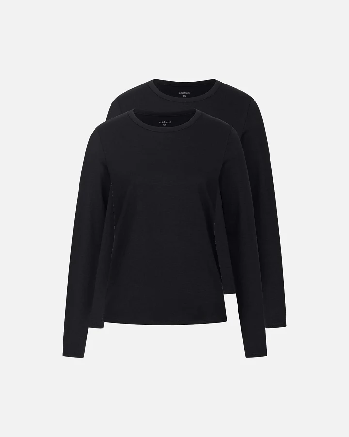 Produktseite: erlich textil Light Touch lockeres Langarmshirt im 2er Pack für Frauen aus Lyocell in schwarz