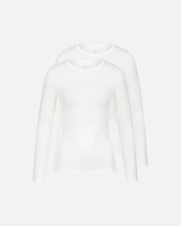 Produktseite: erlich textil Light Touch schmales Langarmshirt im 2er Pack für Frauen aus Lyocell in ecru