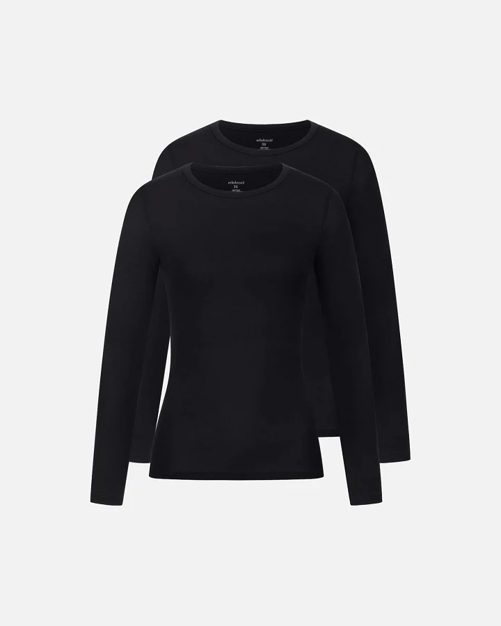 Produktseite: erlich textil Light Touch schmales Langarmshirt im 2er Pack für Frauen aus Lyocell in schwarz