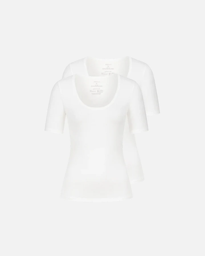 Produktseite: erlich textil Light Touch tiefausgeschnittenes T-shirt im 2er Pack für Frauen aus Lyocell in ecru