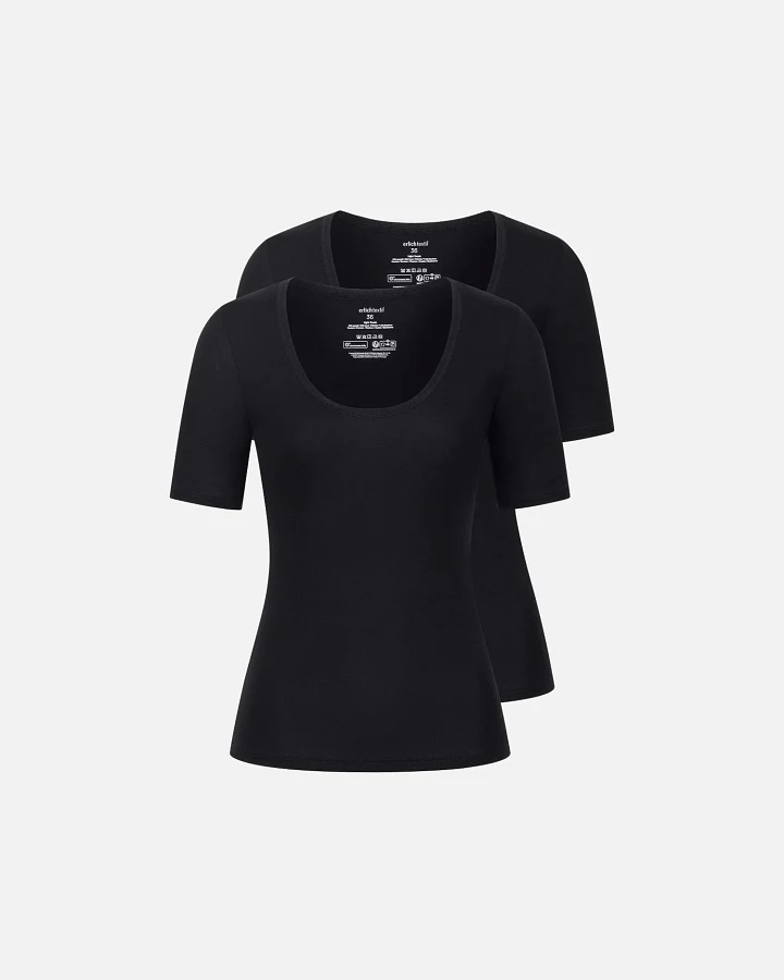 Produktseite: erlich textil Light Touch tiefausgeschnittenes T-shirt im 2er Pack für Frauen aus Lyocell in schwarz