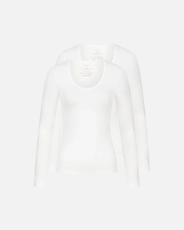 Produktseite: erlich textil Light Touch tiefausgeschnittenes Langarmshirt im 2er Pack für Frauen aus Lyocell in ecru