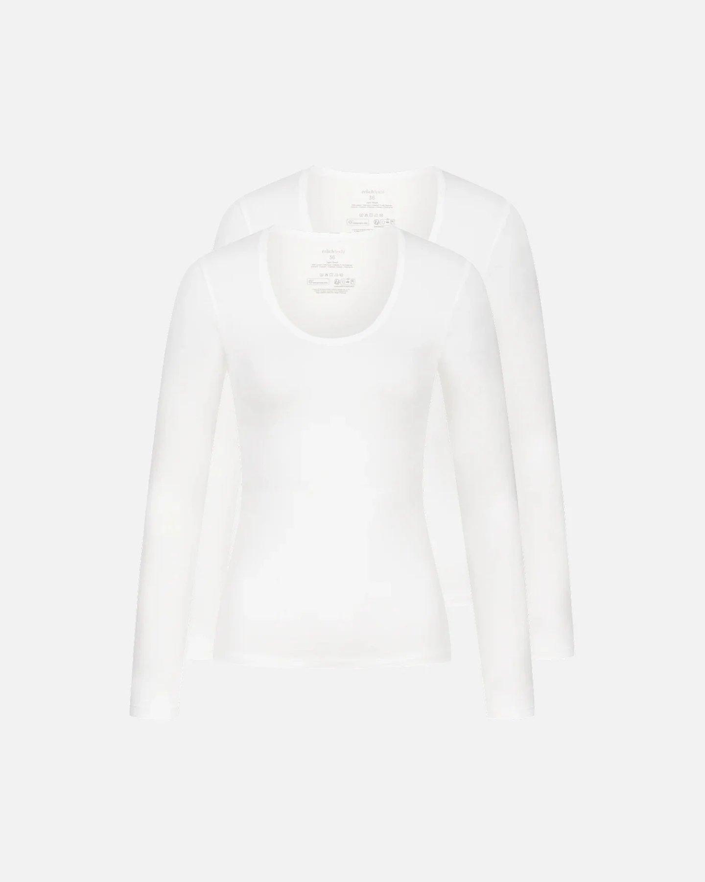 erlich textil Light Touch tiefausgeschnittenes Langarmshirt im 2er Pack für Frauen aus Lyocell in schwarz – Ansicht 2
