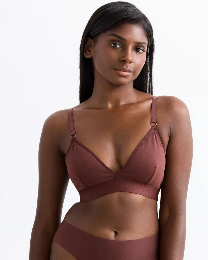 Produktseite: erlich textil Casual Cotton Triangel Bralette im 2er Pack für Frauen aus Baumwolle in umbra