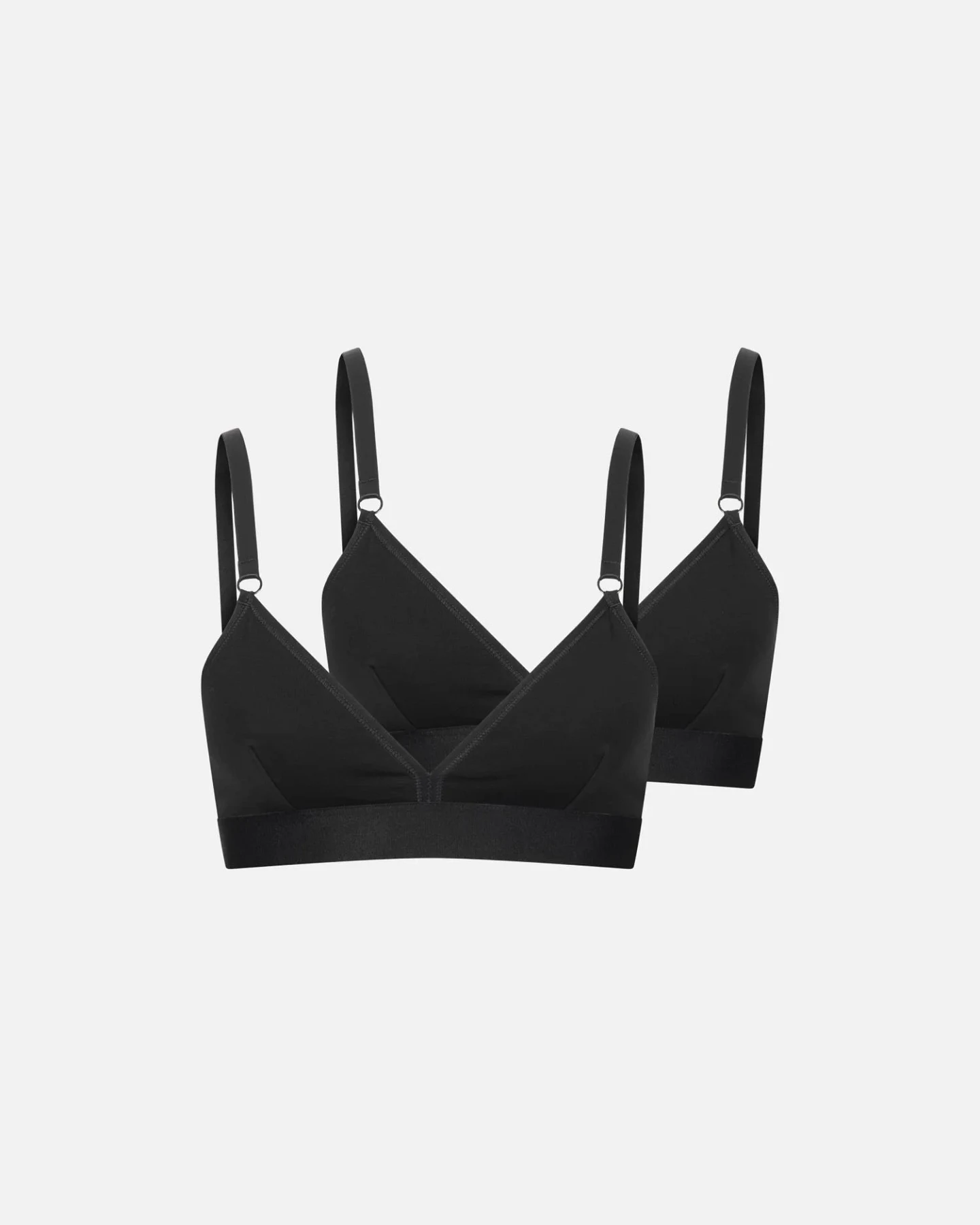 erlich textil Casual Cotton Triangel Bralette im 2er Pack für Frauen aus Baumwolle in schwarz – Ansicht 2