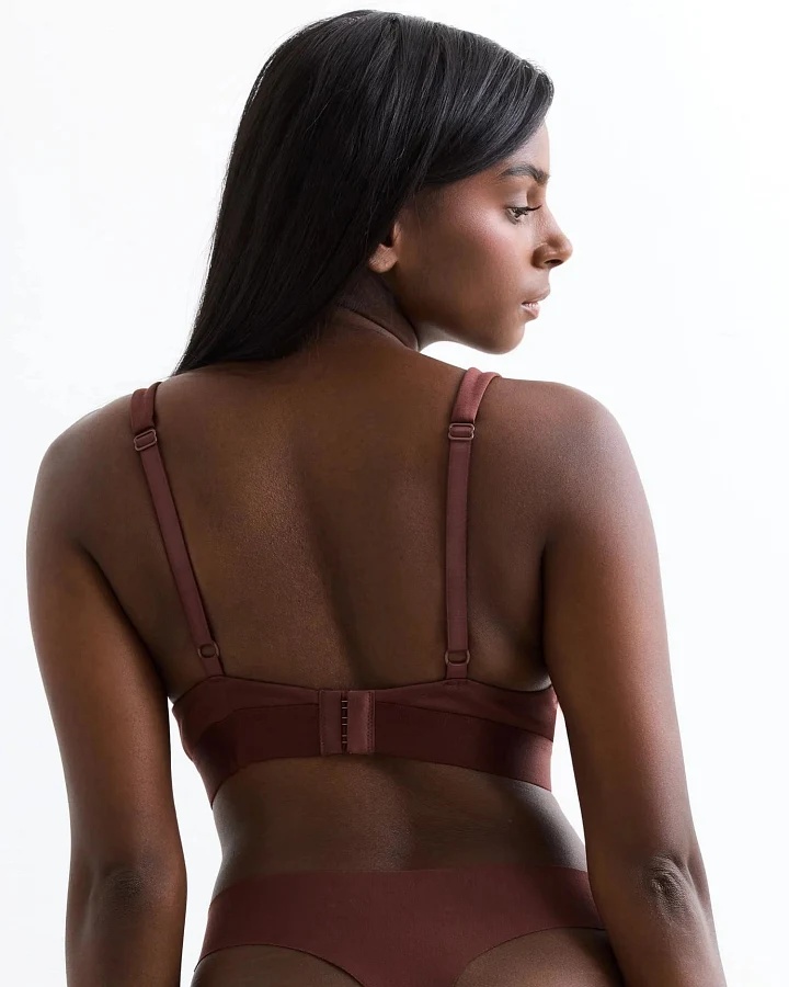 erlich textil Casual Cotton Plunge BH im 2er Pack für Frauen aus Baumwolle in umbra