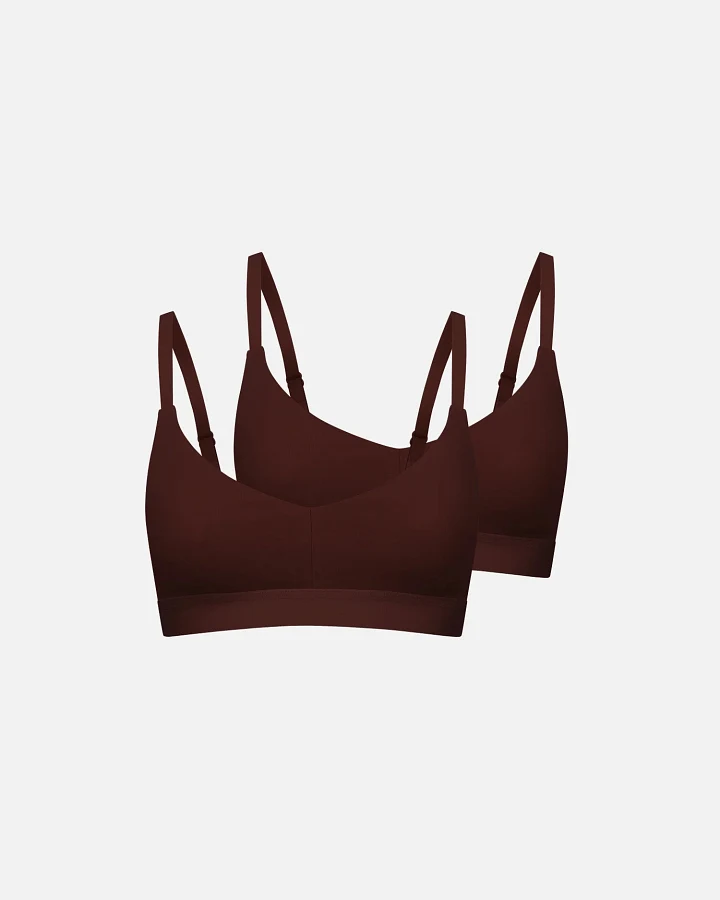 erlich textil Casual Cotton Bralette im 2er Pack mit herausnehmbaren Pads für Frauen aus Baumwolle in umbra