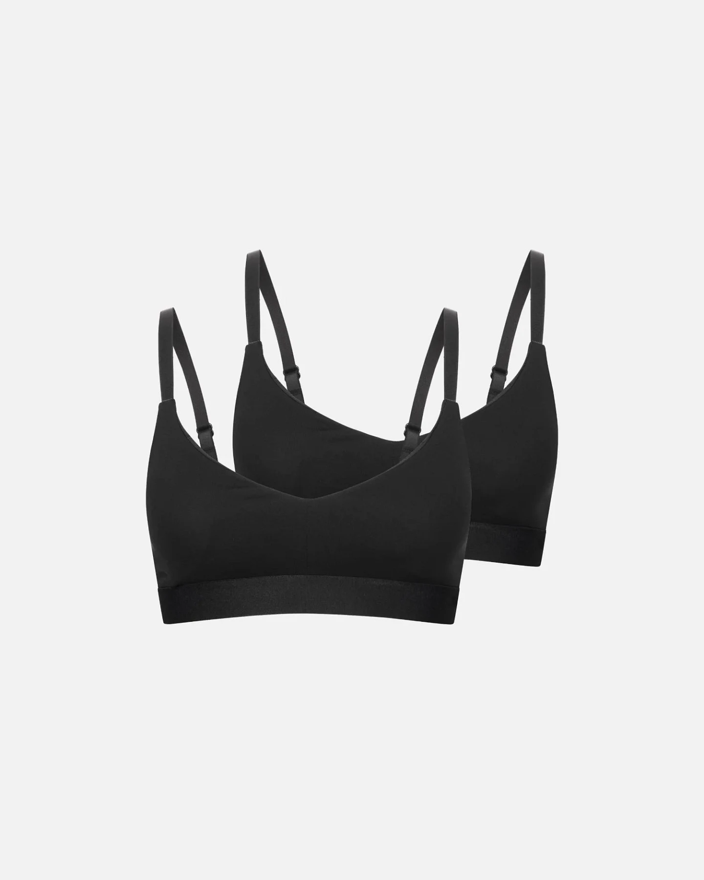 erlich textil Casual Cotton Bralette im 2er Pack mit herausnehmbaren Pads für Frauen aus Baumwolle in umbra – Ansicht 2