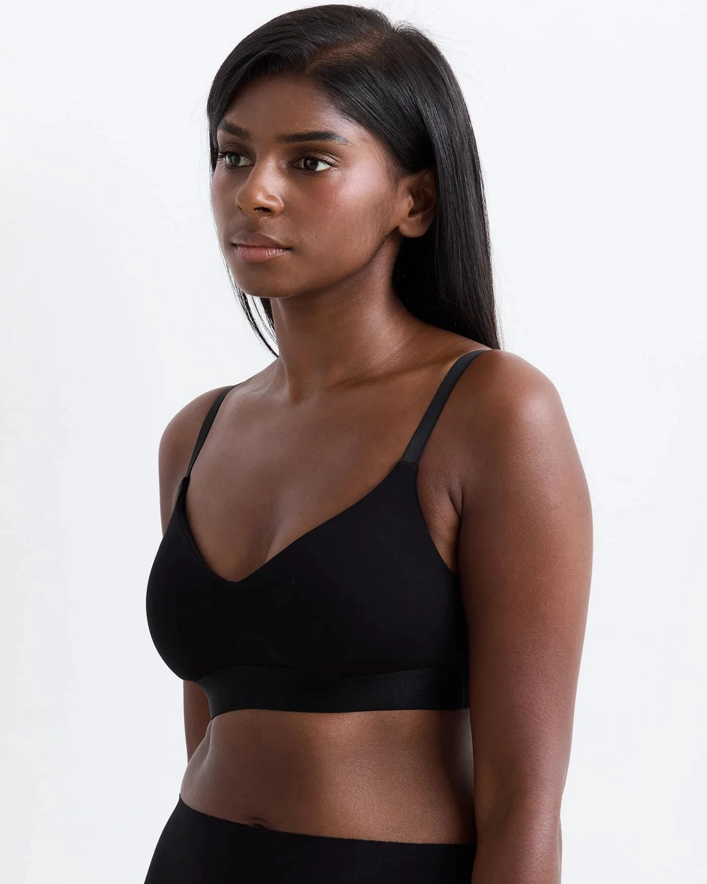 erlich textil Casual Cotton Bralette im 2er Pack mit herausnehmbaren Pads für Frauen aus Baumwolle in schwarz – Ansicht 2