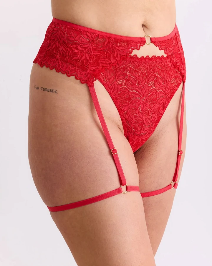 erlich textil Dreamy Lace Gürtel für Frauen aus Polyamid in chilirot