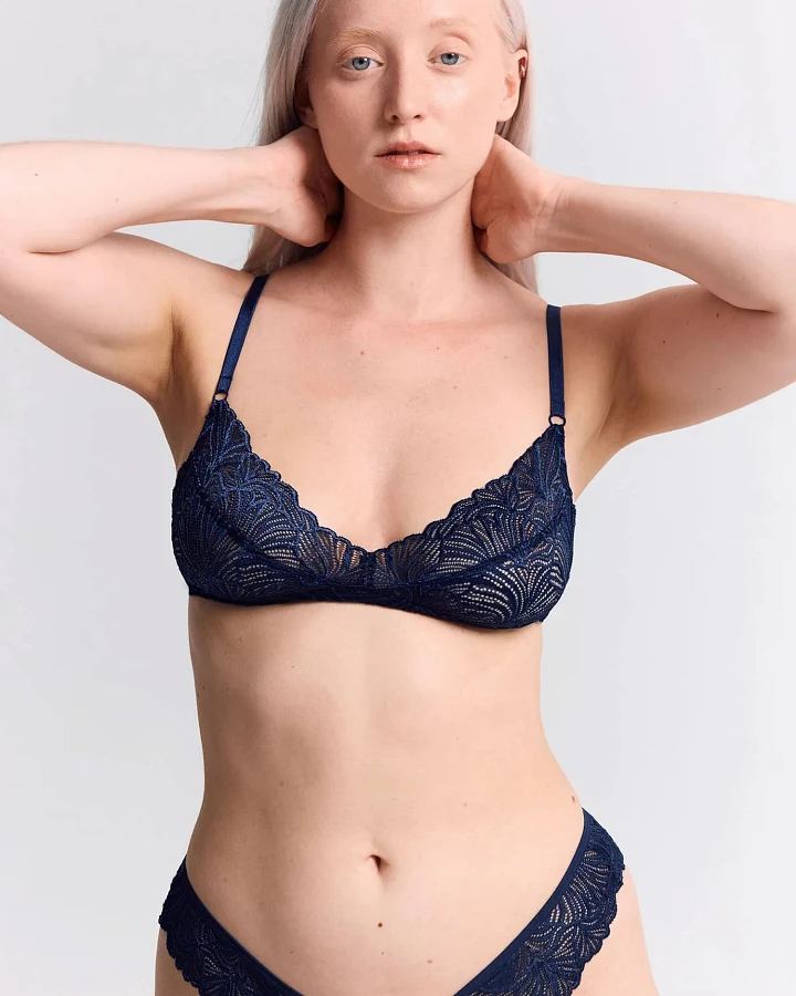 Produktseite: erlich textil Fluid Lace Bügelloser BH für Frauen aus Polyamid in mitternachtblau