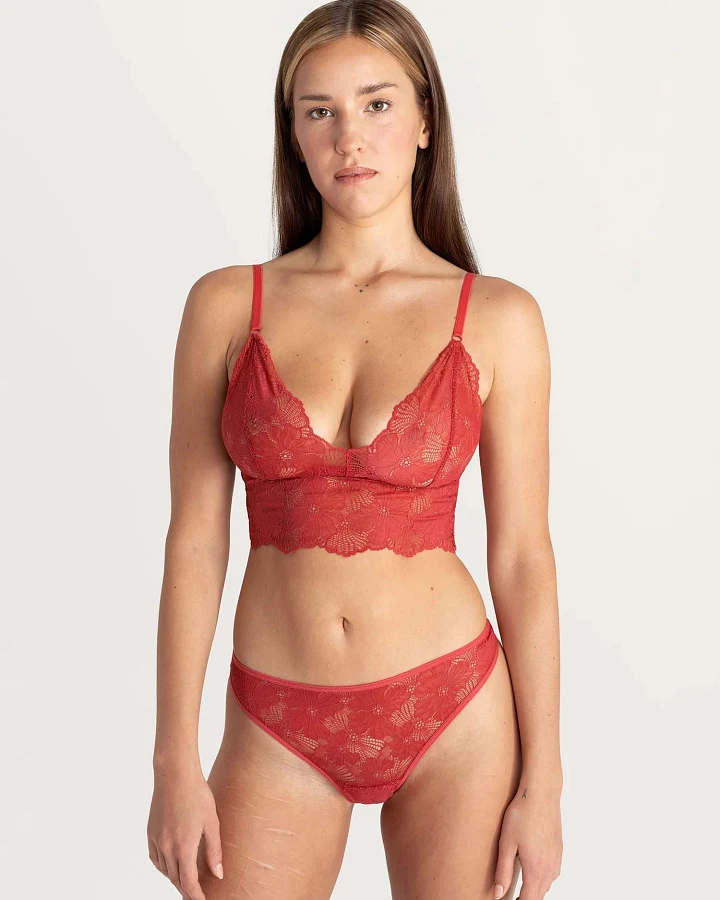 erlich textil Classy Lace Slip für Frauen aus Polyamid in granatapfel