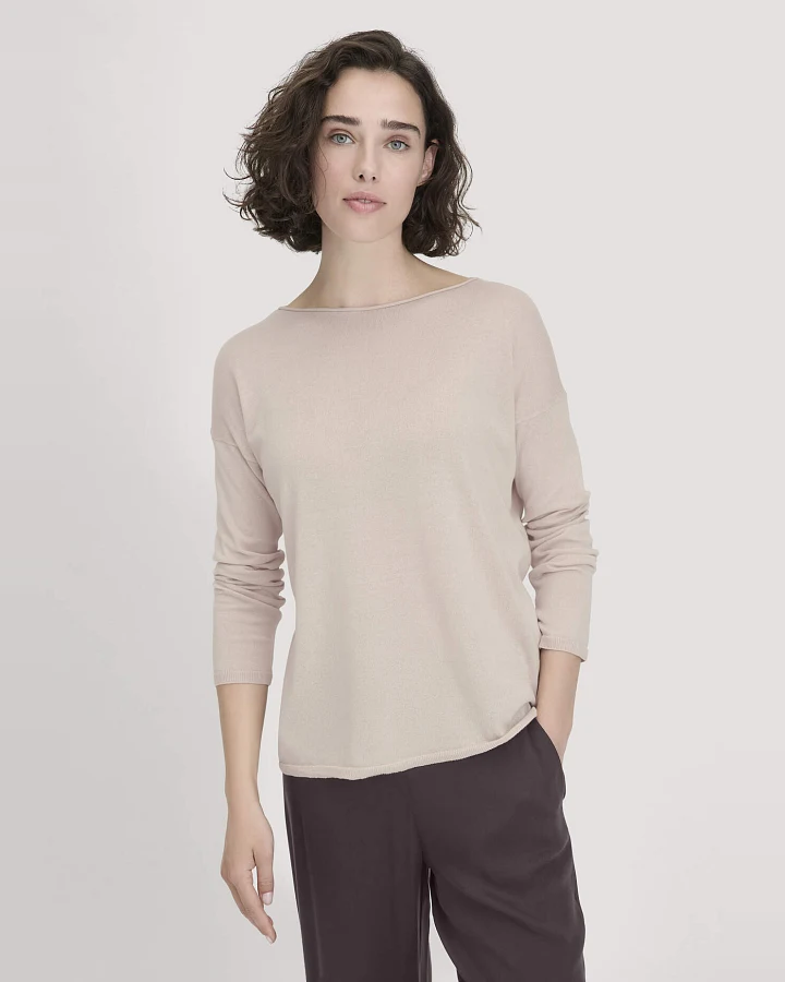 hessnatur Damen Strick Pullover Oversize aus TENCEL™ Lyocell mit Bio-Baumwolle - beige - Größe L
