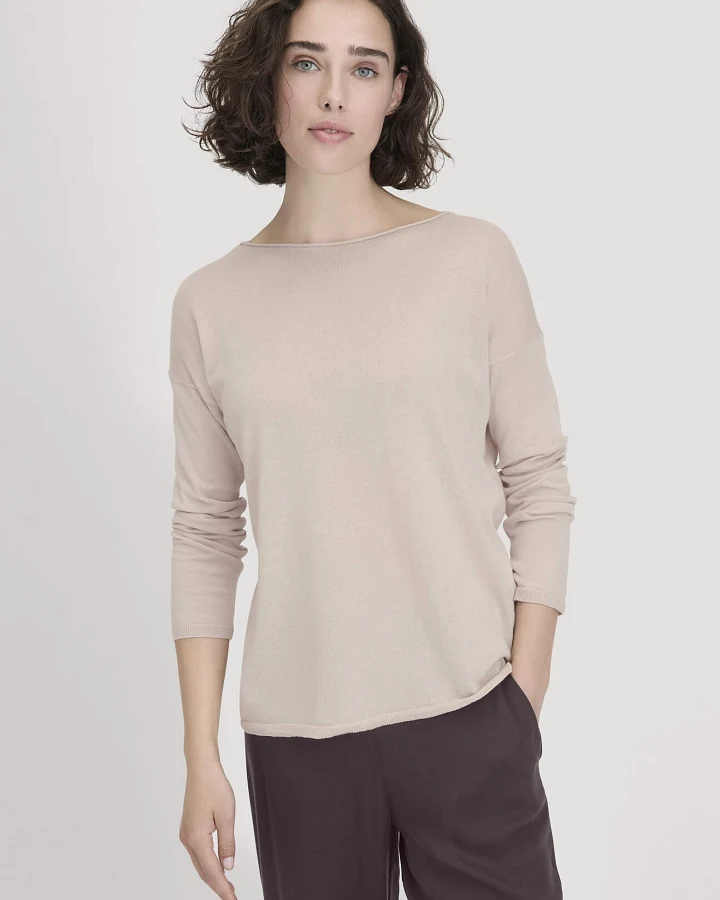 hessnatur Damen Strick Pullover Oversize aus TENCEL™ Lyocell mit Bio-Baumwolle - beige - Größe L