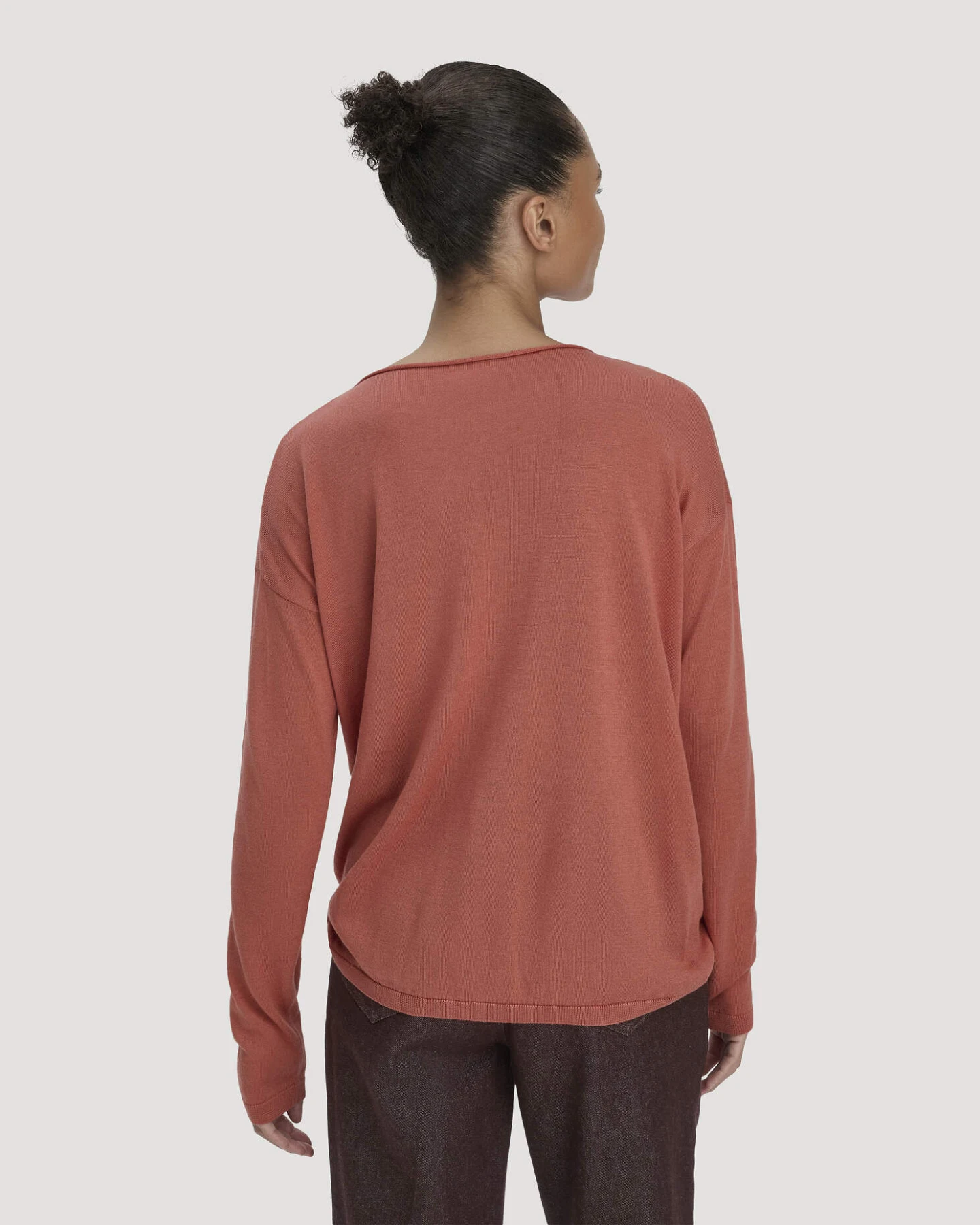 hessnatur Damen Strick Pullover Oversize aus TENCEL™ Lyocell mit Bio-Baumwolle - orange - Größe S – Ansicht 3