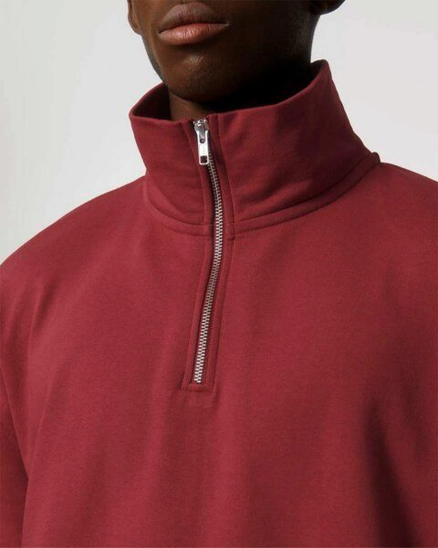 YTWOO Oversized Sweatshirt mit kurzem Reißverschluss aus reiner Bio-Baumwolle; Unisex Troyer – Ansicht 3