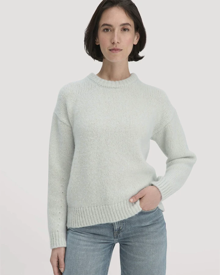 hessnatur Damen Strick Pullover Relaxed aus Alpaka mit Bio-Baumwolle - blau - Größe S