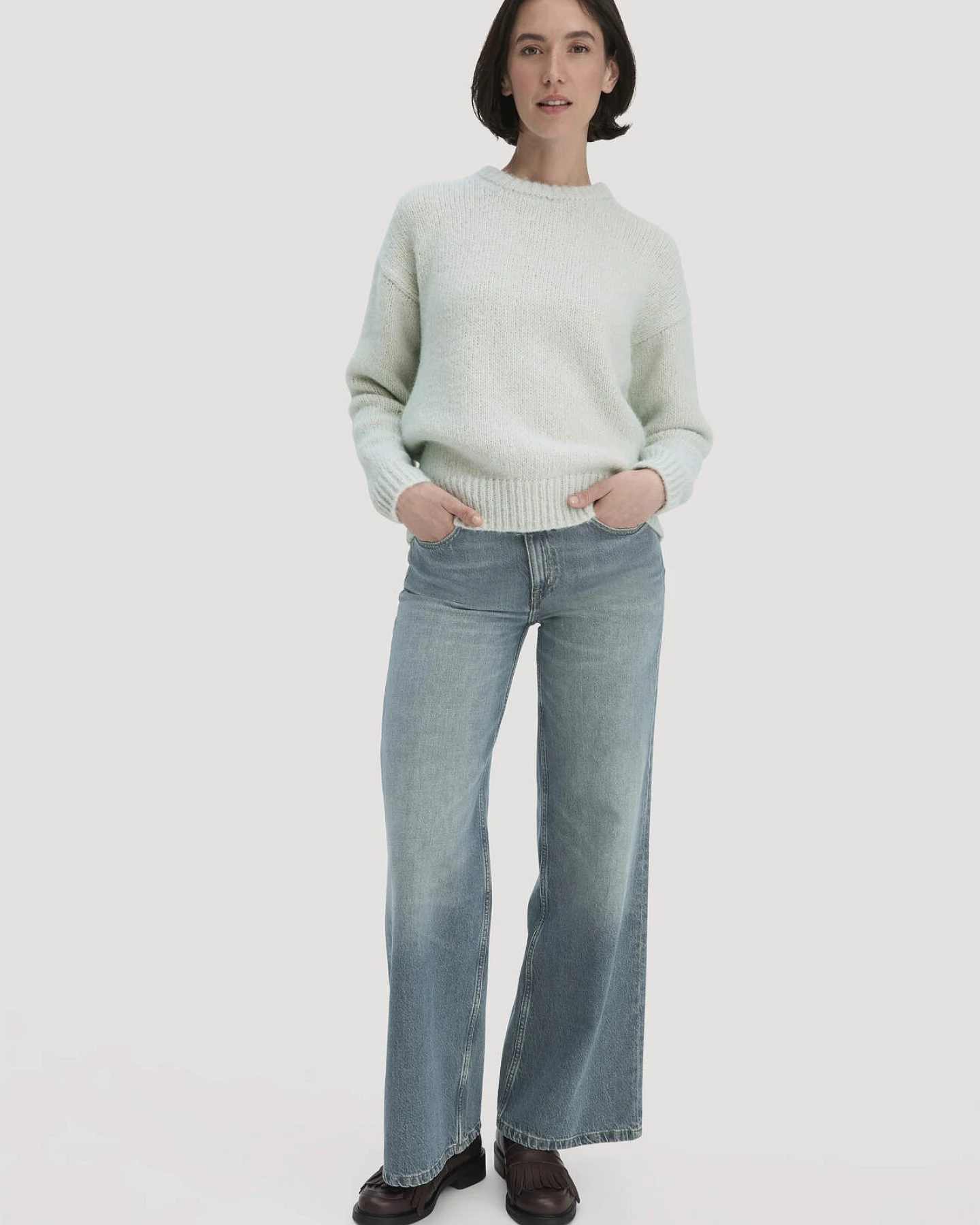 hessnatur Damen Strick Pullover Relaxed aus Alpaka mit Bio-Baumwolle - blau - Größe L – Ansicht 2