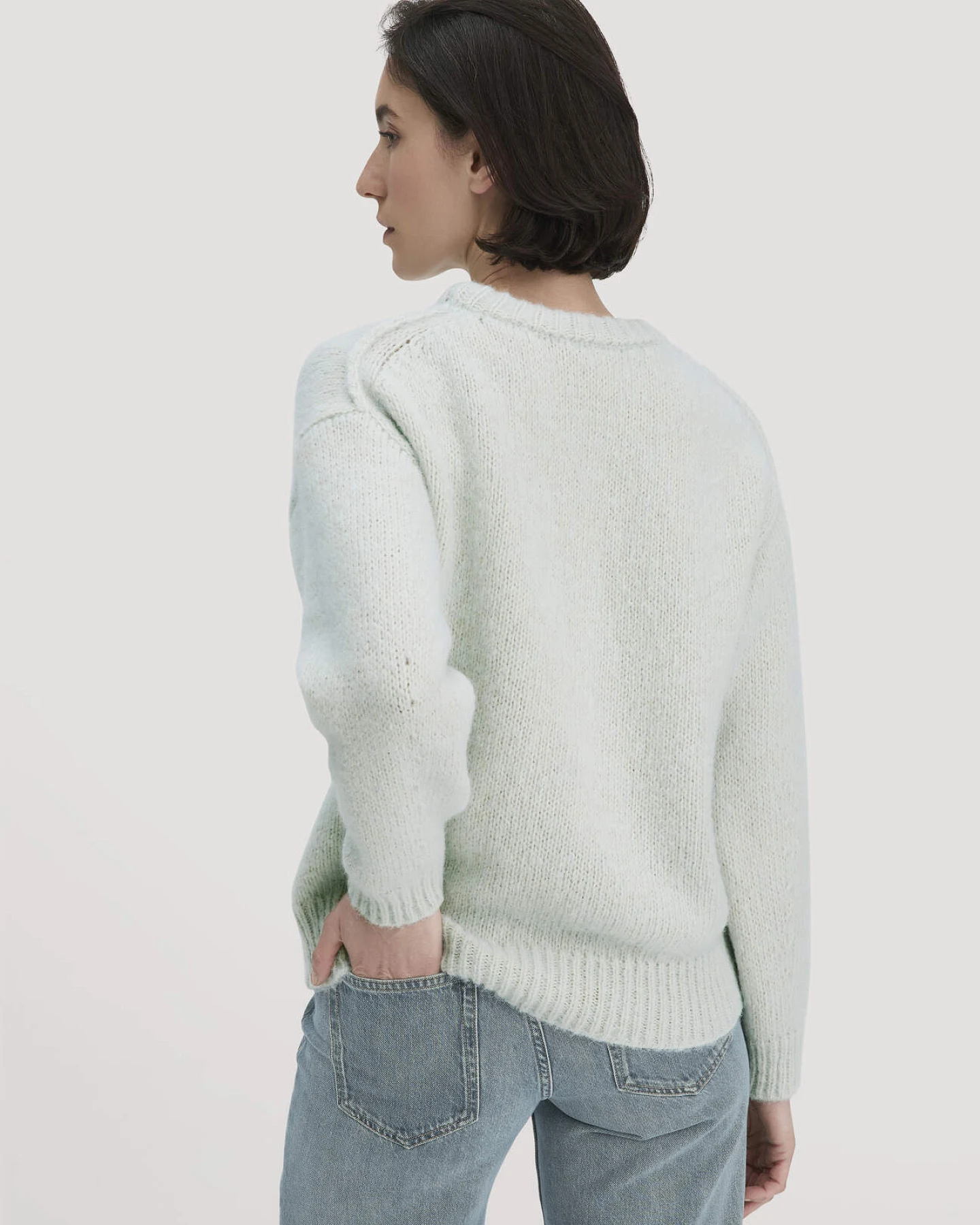 hessnatur Damen Strick Pullover Relaxed aus Alpaka mit Bio-Baumwolle - blau - Größe XL – Ansicht 3