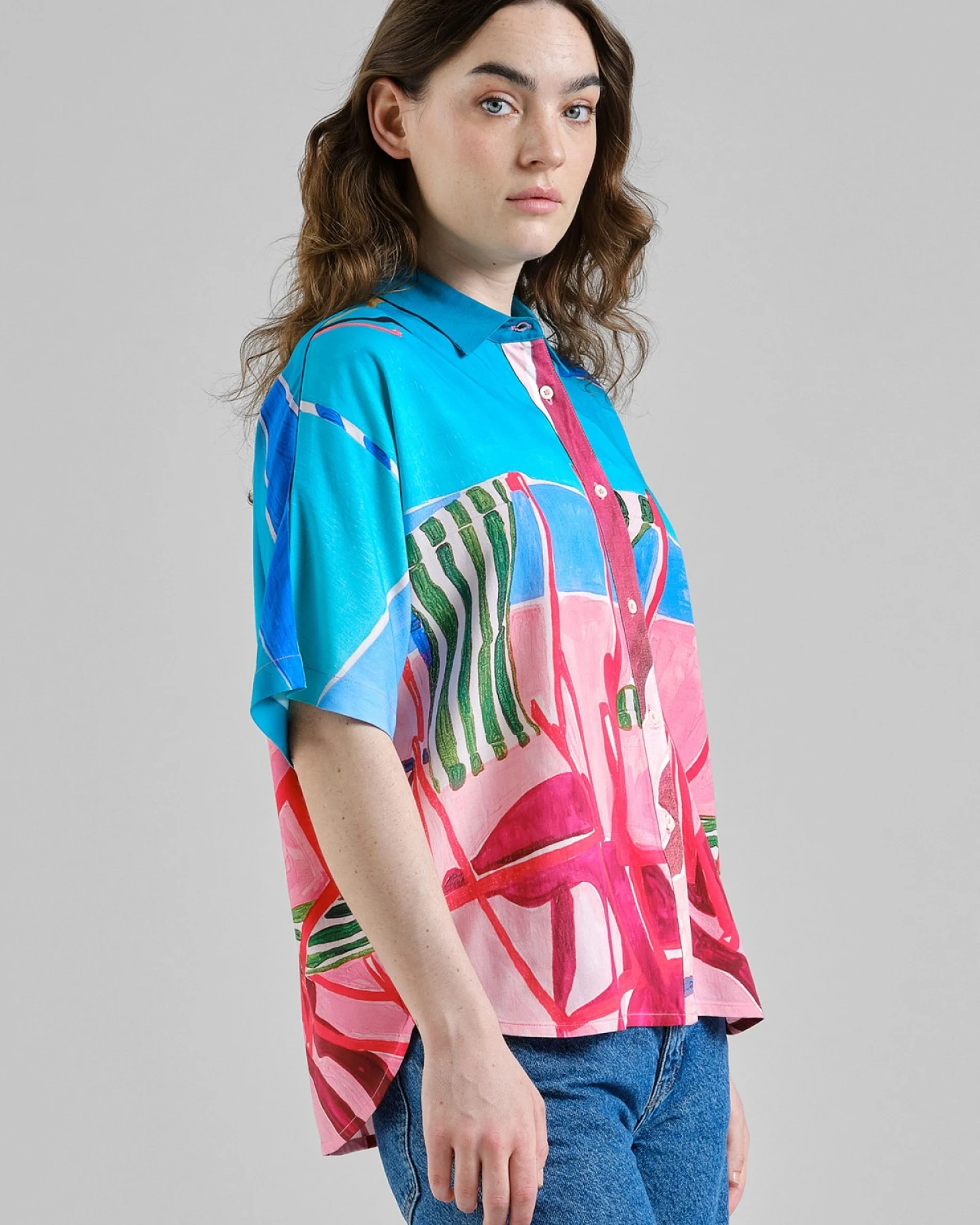 Bluse Alsvik Deck Chairs Multi Color Pink – Ansicht 2