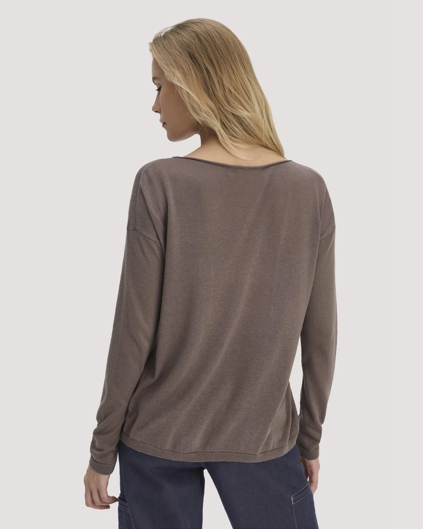 hessnatur Damen Strick Pullover Oversize aus TENCEL™ Lyocell mit Bio-Baumwolle - braun - Größe XS – Ansicht 3