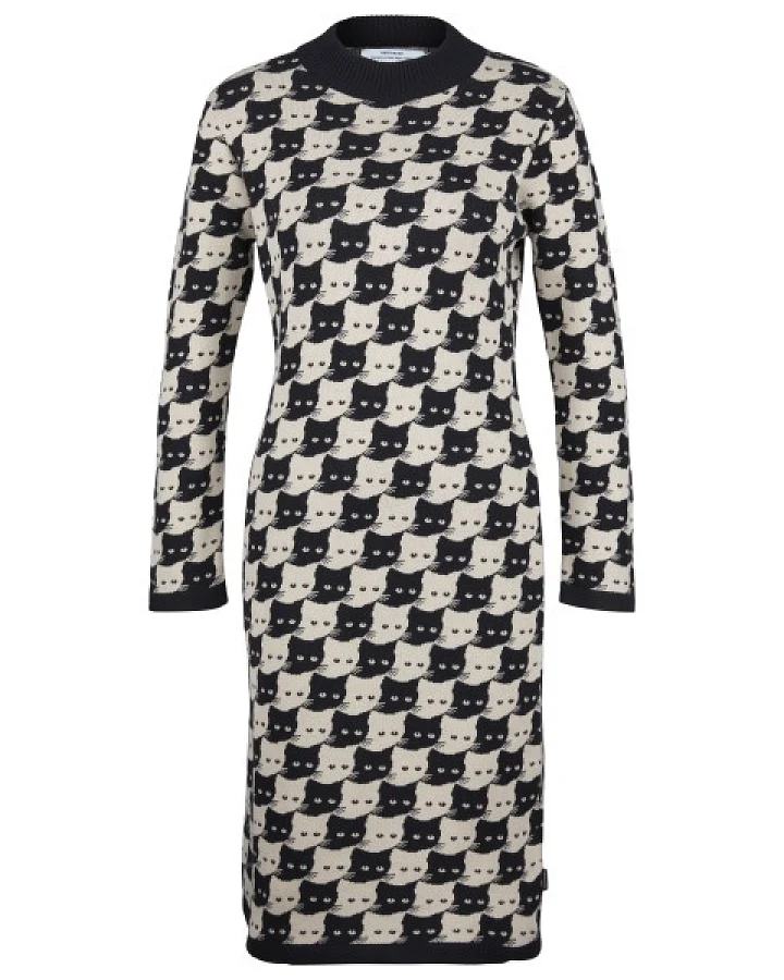 DEDICATED - Women's Dress Lo Pepita Cats - Kleid Gr L grau