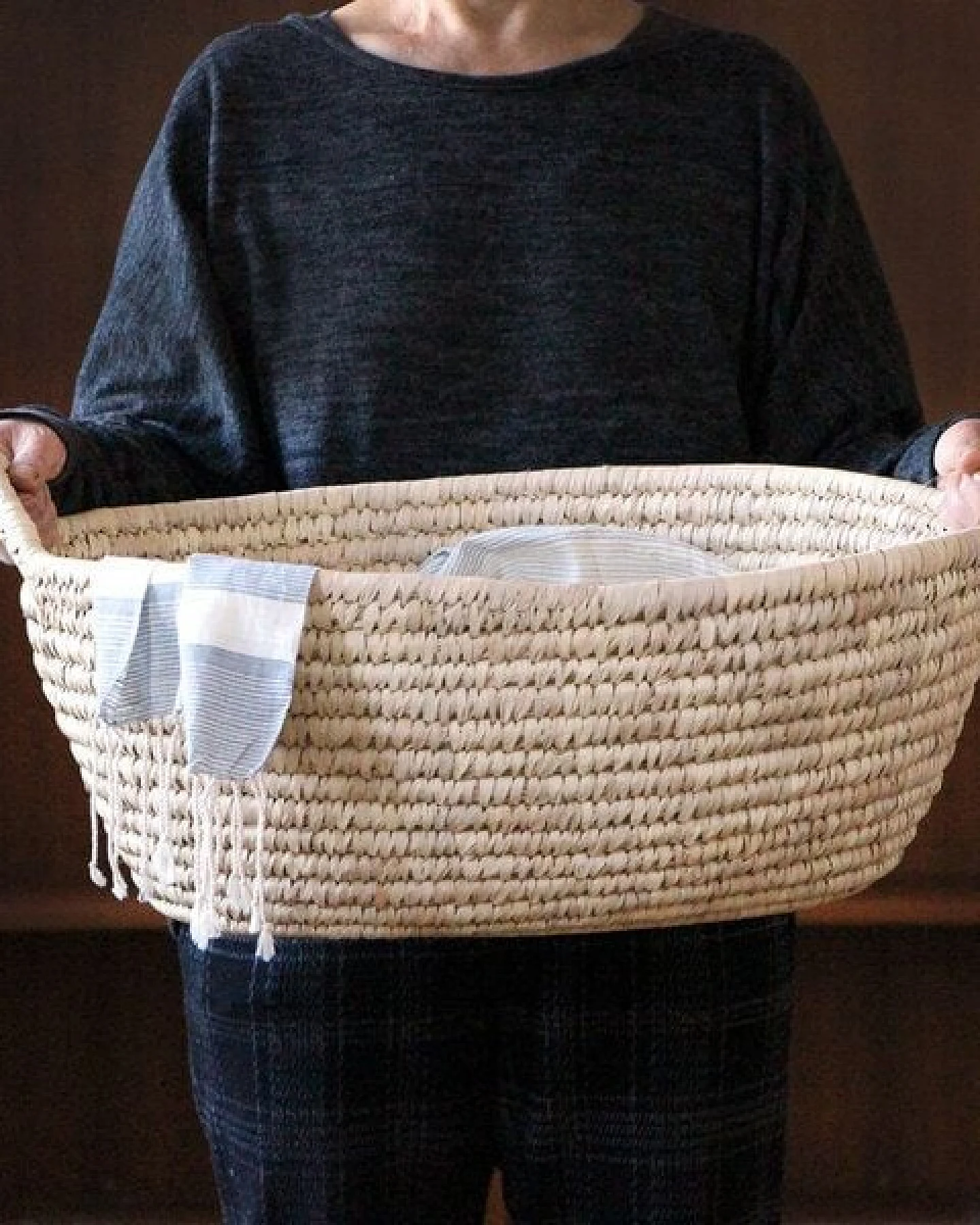 GLOBO Fair Trade Wäschekorb WANNE, Palmblatt – Ansicht 3