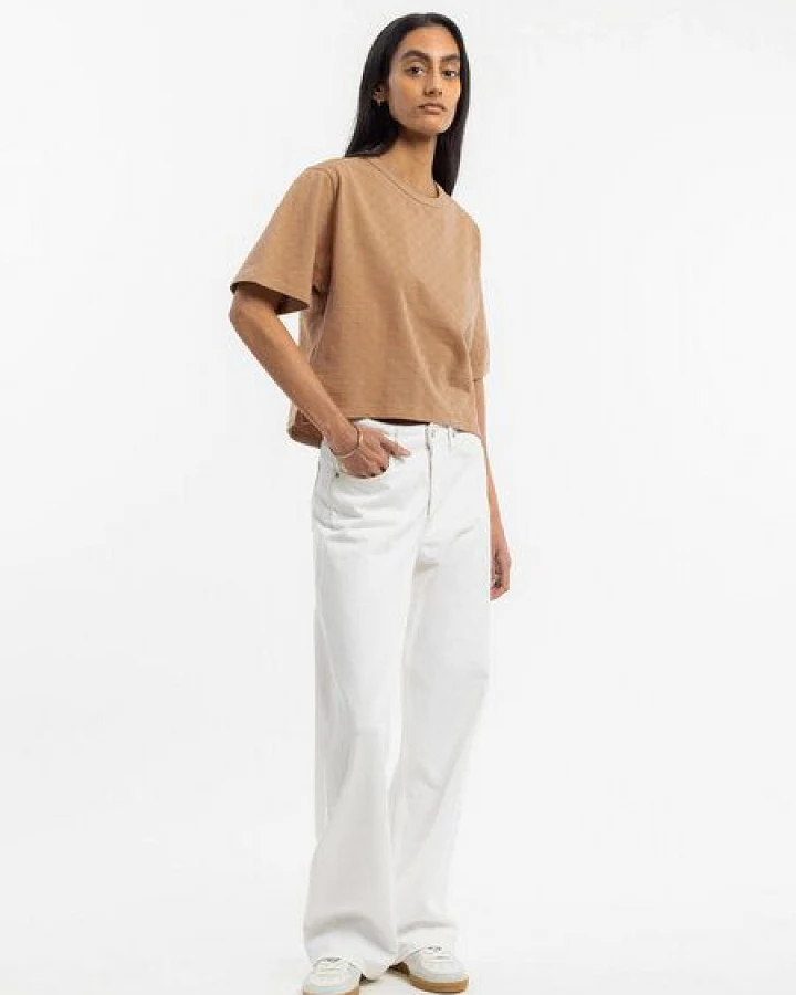 Rotholz cropped T-Shirt - Tonal Check - aus Bio-Baumwolle
