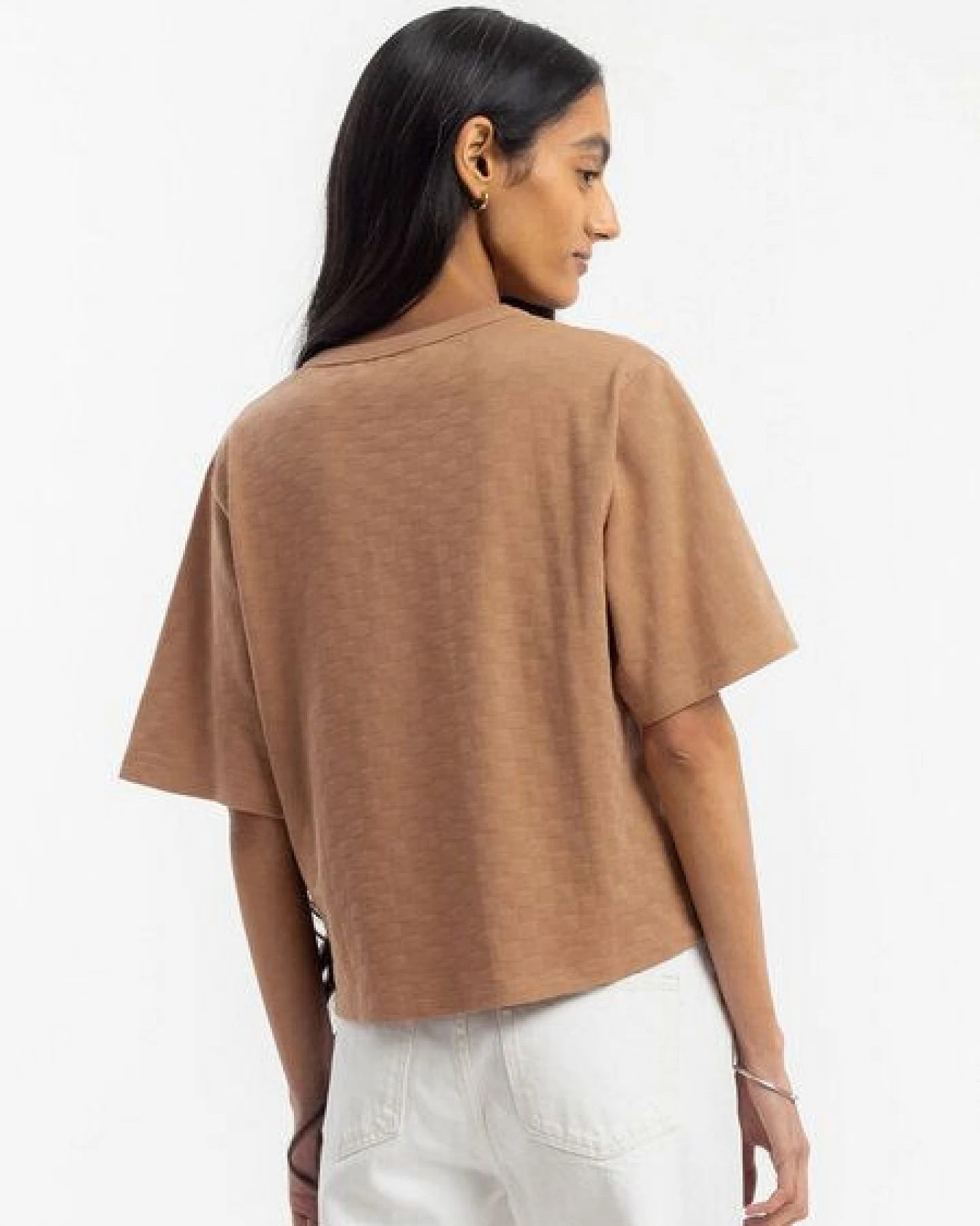 Rotholz cropped T-Shirt - Tonal Check - aus Bio-Baumwolle – Ansicht 3