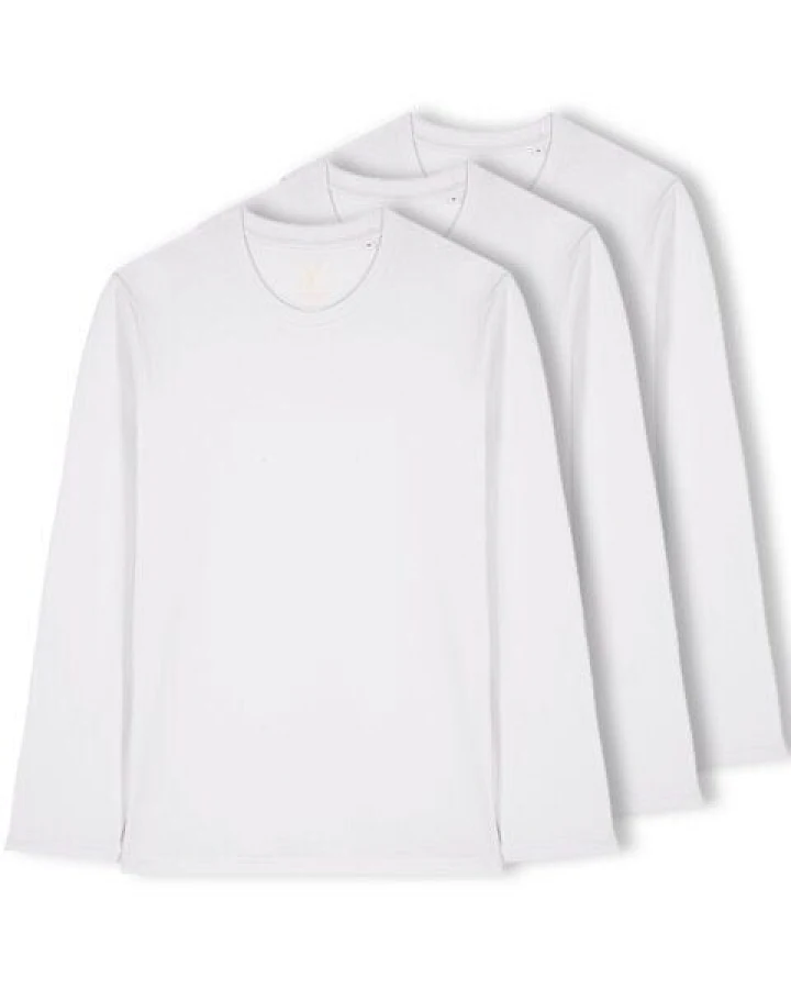YTWOO 3er Pack Unisex Basic Langarmshirts aus Bio-Baumwolle