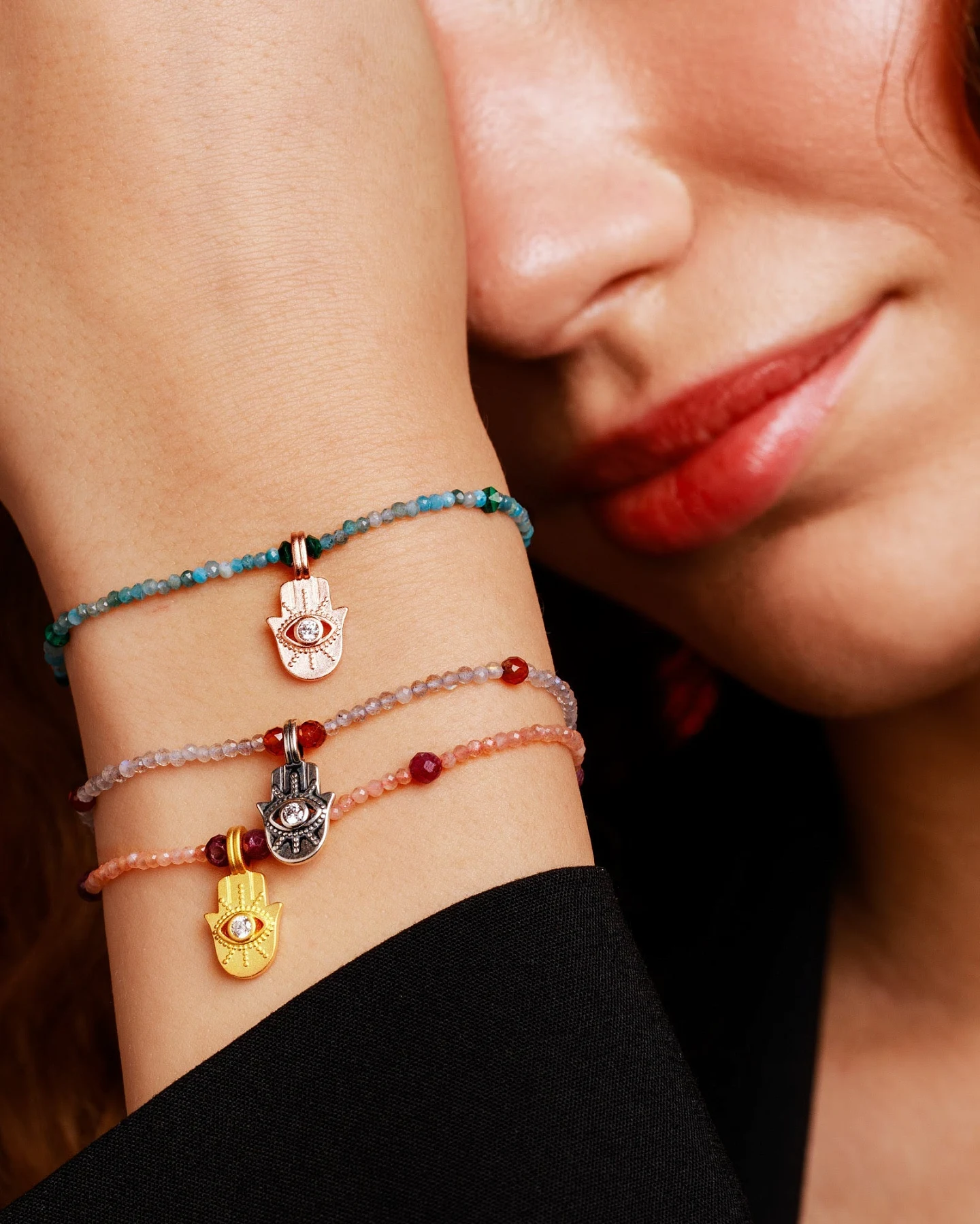 Hoffnungsträger Schutzarmband Hamsa „Motivation“ Roségold – Ansicht 3