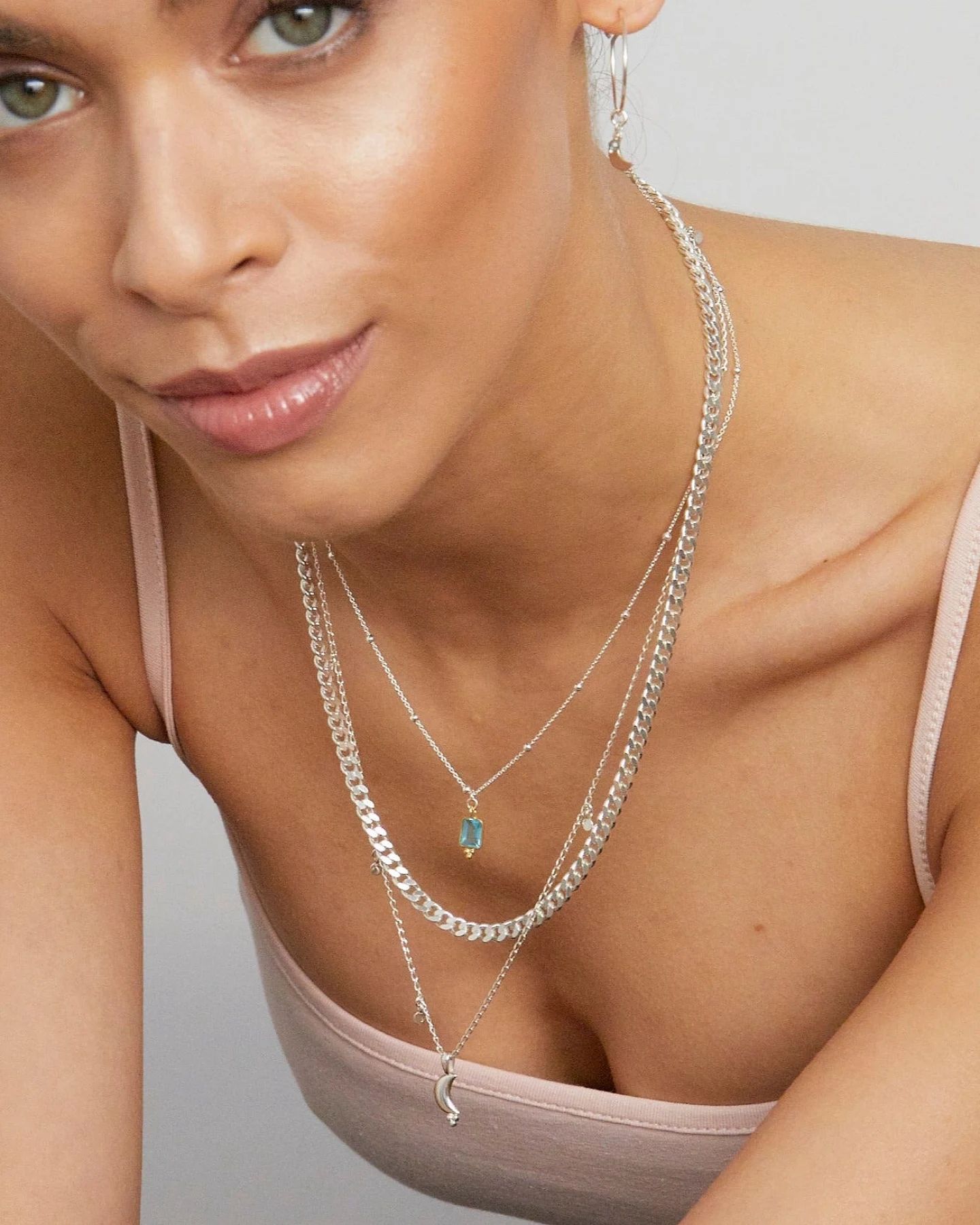 Hoffnungsträger Mond Kette "Magic Moon" Glitzer Silber – Ansicht 2