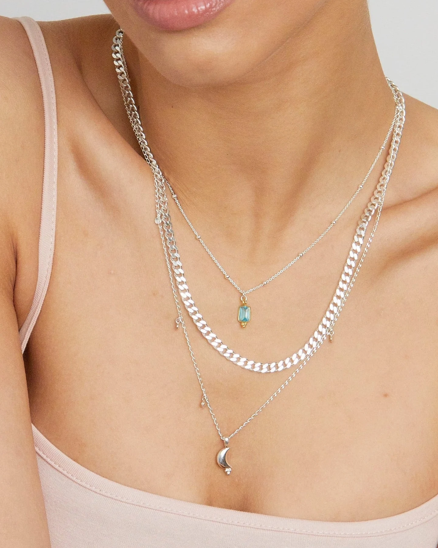 Hoffnungsträger Mond Kette "Magic Moon" Glitzer Silber – Ansicht 3